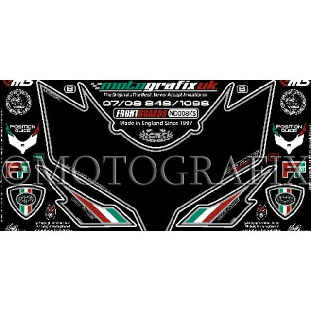 MOTOGRAFIX ボディパッド フロント ブラック/シルバー MT-ND008KS モトグラフィックス ドレスアップ・カバー 848/1098/1198｜パークアップ 店