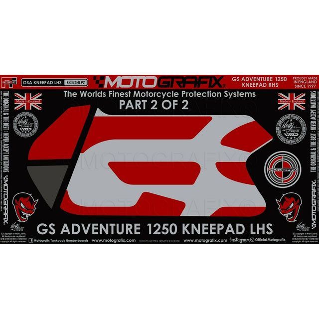 MOTOGRAFIX ボディパッド ニー 左側 MT-KB024ER-P2 モトグラフィックス ドレスアップ・カバー R1250GS Adventure｜パークアップ 店