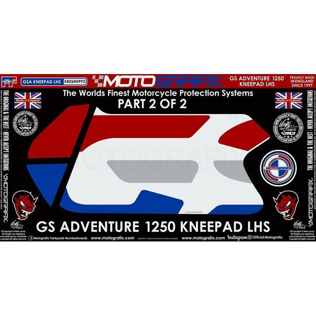MOTOGRAFIX ボディパッド ニー 左側 MT-KB024HPP2 モトグラフィックス ドレスアップ・カバー R1250GS Adventure（Rallye HP Special Edition）｜パークアップ 店