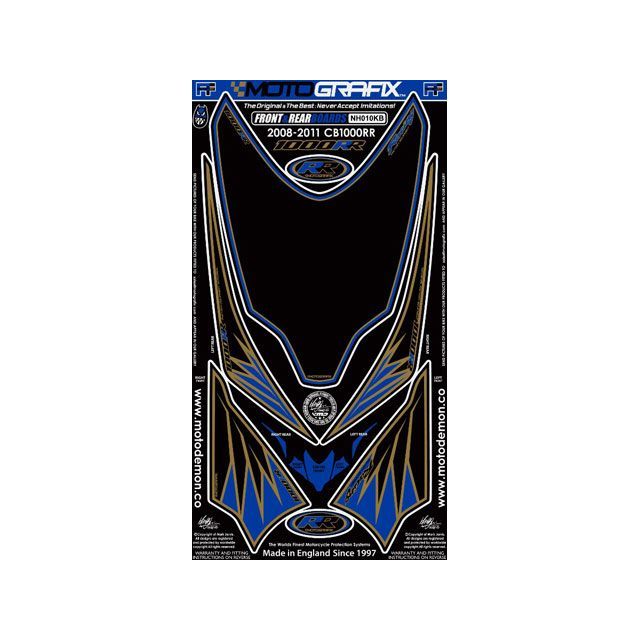 MOTOGRAFIX ボディパッド フロント/リア ブラック/ブルー/ゴールド MT-NH010KB モトグラフィックス ドレスアップ・カバー CBR1000RR｜パークアップ 店