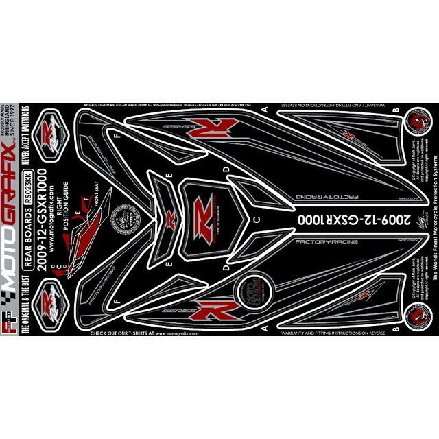 MOTOGRAFIX ボディパッド リア ブラック/ブラック MT-RS023KK モトグラフィックス ドレスアップ・カバー GSX-R1000 L2｜パークアップ 店