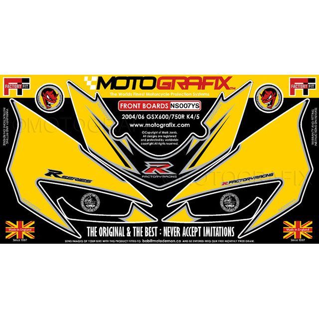 MOTOGRAFIX ボディパッド?FRONT? MT-NS007YS モトグラフィックス ドレスアップ・カバー GSX-R600/750 K4/K5｜パークアップ 店