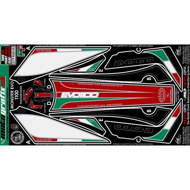 MOTOGRAFIX ボディパッド?タンク/フロント/リア MT-DTFR001R モトグラフィックス ドレスアップ・カバー MONSTER1100 EVO｜パークアップ 店