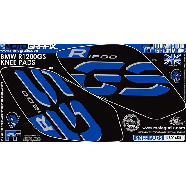 MOTOGRAFIX ボディパッド ニー ブラック/ブルー MT-KB016KB モトグラフィックス ドレスアップ・カバー R1200GS|パークアップ 店
