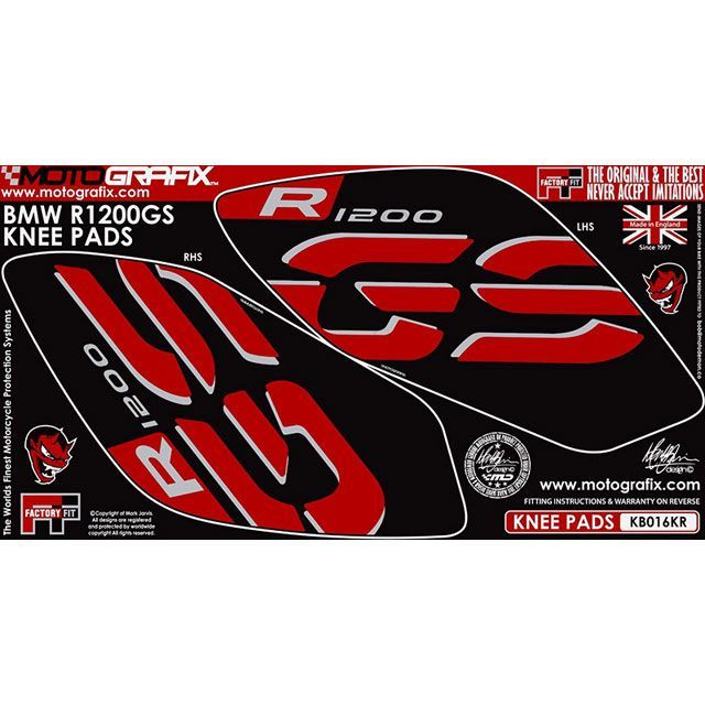 MOTOGRAFIX ボディパッド ニー ブラック/レッド MT-KB016KR モトグラフィックス ドレスアップ・カバー R1200GS｜パークアップ 店