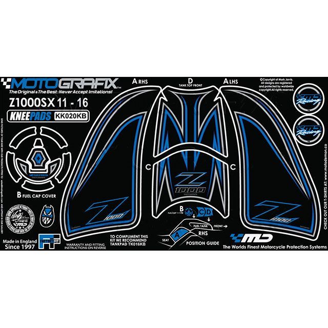 MOTOGRAFIX ボディパッド ニー MT-KK020KB モトグラフィックス ドレスアップ・カバー Z1000SX｜パークアップ 店