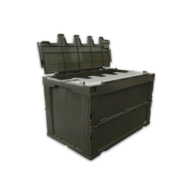 ESCO 648x440x419mm/92.2L 折畳コンテナ（OD/蓋付5個） EA506AA-9E メーカー在庫あり エスコ 作業場工具