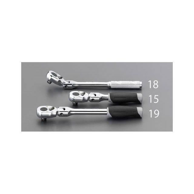 ESCO 1/4”DR/116mm ラチェットハンドル（首振型） EA618AA-15 エスコ ハンドツール