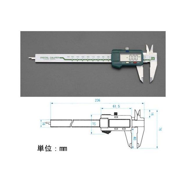 ESCO 150mm デジタルノギス（左利き用） EA725CJ-150 エスコ 計測機器