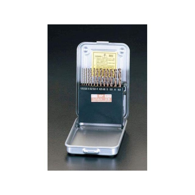 ESCO 1.5-6.5mm/13本組 ストレートドリル（Co-HSS） EA824BC-13 エスコ 切削工具