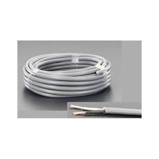 ESCO 300V/22A/20m ビニールキャブタイヤケーブル（灰） EA940AG-10 エスコ 電動手道具