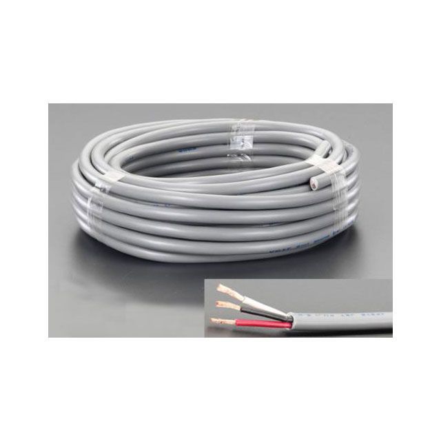 ESCO 300V/14A/10m ビニールキャブタイヤケーブル（3芯/灰） EA940AG-16 エスコ 電動工具