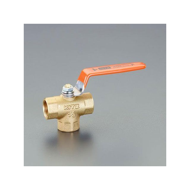 ESCO Rc1・1/4” 三方ボールバルブ（竪形/真鍮製） EA470BA-312 エスコ 作業場工具