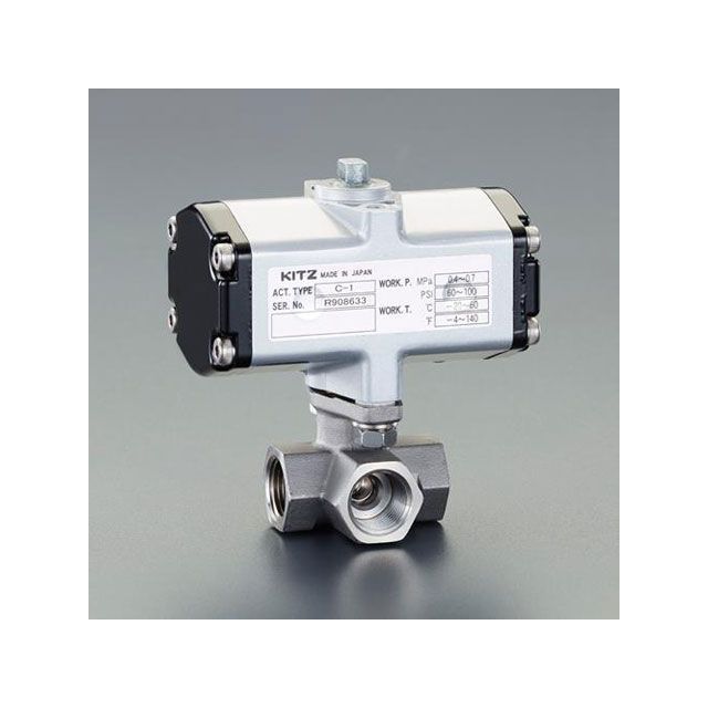 ESCO Rc 3/8” 空圧式三方ボールバルブ（ステンレス製） EA470BW-103 エスコ 作業場工具 25,605円
