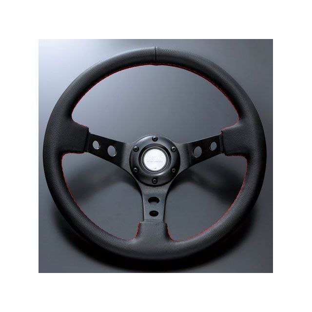 D1 SPEC DEEP70 ステアリング 35パイ ブラックレザー/レッドステッチ DSC-70350RE D1 SPEC 内装パーツ・用品