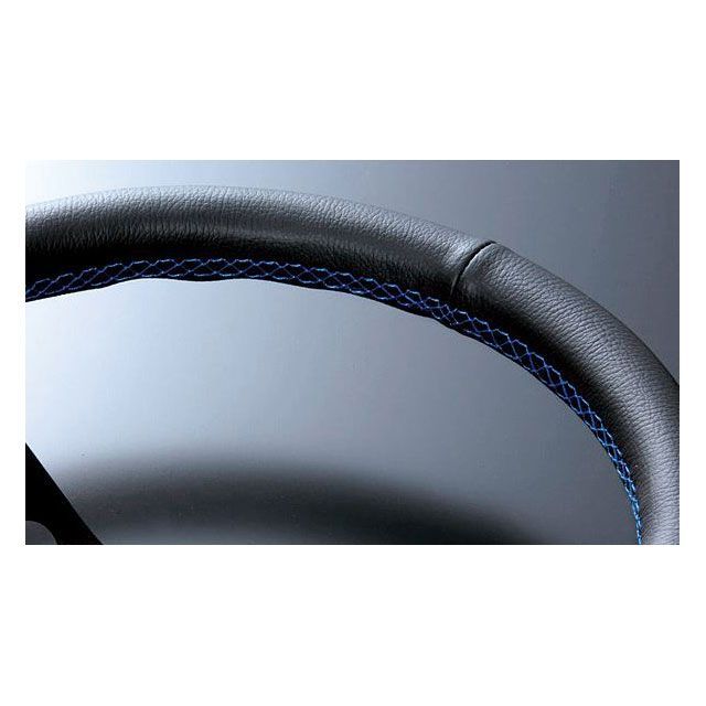 D1 SPEC FLAT―R（フラットR） ステアリング 35パイ ブラックレザー/ブルーステッチ DSC-FC350BL D1 SPEC 内装パーツ・用品