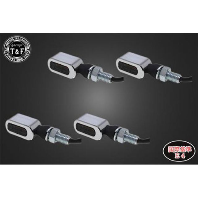 T&F 超小型スクエアウィンカー（LED）メッキ ダークレンズ仕様キット ウインカーステー B ・SL152CRDB ガレージT&F ウインカー関連パーツ 汎用 10,941円