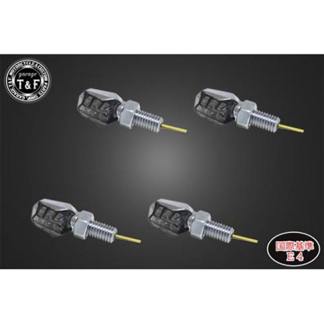 T&F 超小型ダイヤカットウィンカー（LED）メッキ ダークレンズ仕様キット ウインカーステー A ・SL150CRDA ガレージT&F ウインカー関連パーツ 汎用