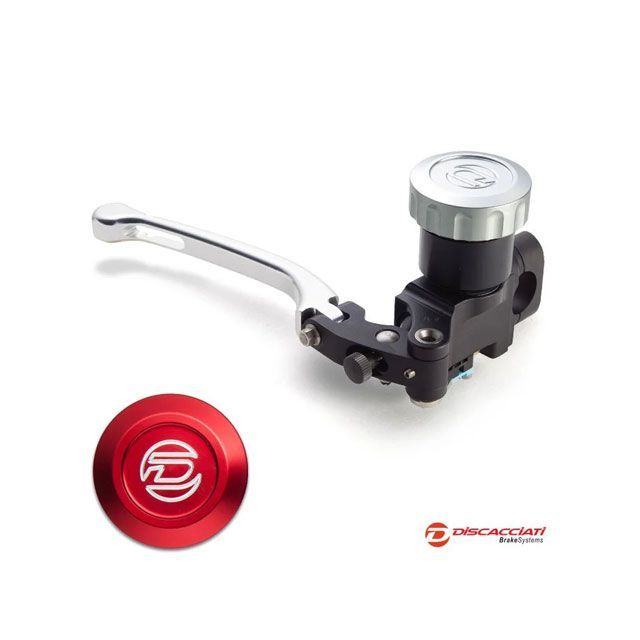 Discacciati 丸タンクラジアルブレーキマスター Φ14 レバー シルバー タンクキャップ レッド 仕様 ハンドル：ミリのみ FDR0070NKTSR Discacciati マスターシリンダー 汎用｜パークアップ 店