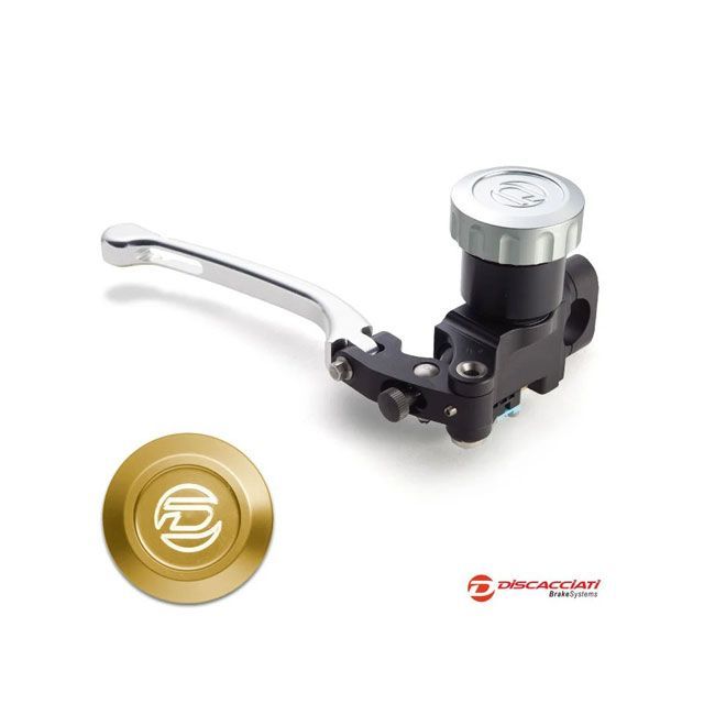 Discacciati 丸タンクラジアルブレーキマスター Φ14 レバー シルバー タンクキャップ シャンパン 仕様 ハンドル:ミリのみ/ミラーホルダーあり FDR0070NKTSCM Discacciati マスターシリンダー 汎用