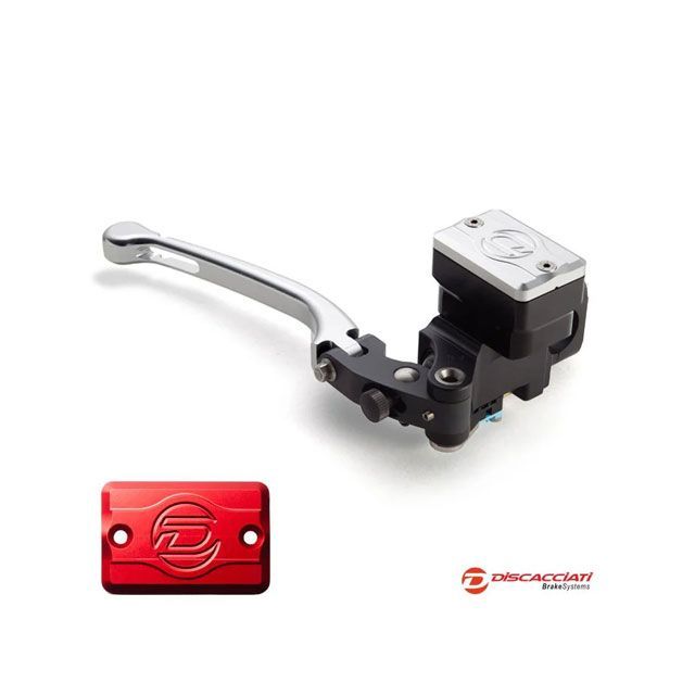 Discacciati 角タンクラジアルブレーキマスター Φ14 レバー シルバー タンクキャップ レッド 仕様 ハンドル:ミリのみ FDR0070NKSR Discacciati マスターシリンダー 汎用|パークアップ 店