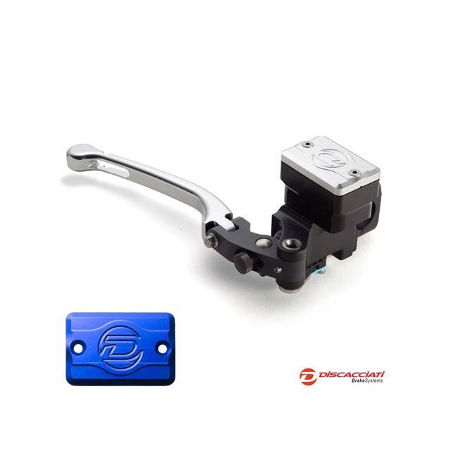 Discacciati 角タンクラジアルブレーキマスター Φ14 レバー シルバー タンクキャップ ブルー 仕様 ハンドル：ミリのみ/ミラーホルダーあり FDR0070NKSBM Discacciati マスターシリンダー 汎用