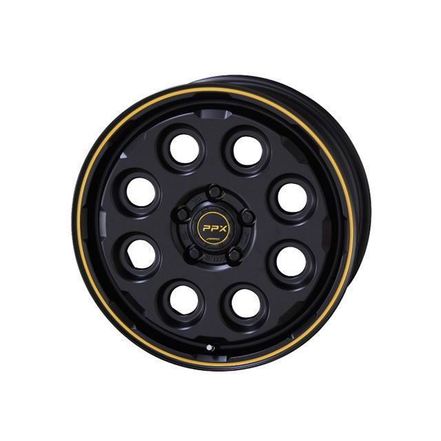 PPX MIL：8 16×6.5J/インセット＋38/ホール6穴/PCD139.7/セミグロスブラックxイエローライン PPX タイヤ・ホイール