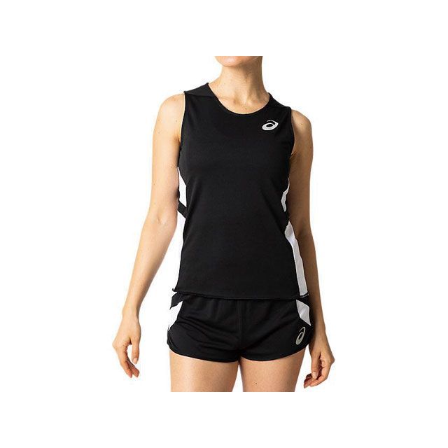 ASICS 2092A086 RUNNING SHIRT（Pブラック×ホワイト） サイズ M 2092A086 メーカー在庫あり アシックス アウトドア用ウェア