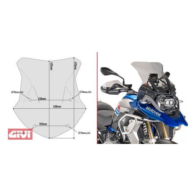 GIVI ティンテッド ウインドスクリーン 435 Mm High 433 Mm Wide givi_5124DG ジビ スクリーン関連パーツ｜パークアップ 店