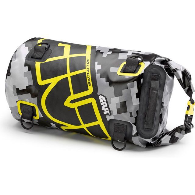 GIVI Waterproof Saddle / Rear Rack Bag Easy-T EA114CM， 30 liters， HxLxW 27x50x27cm， color Camouflage Grey / Yellow givi_EA114C…