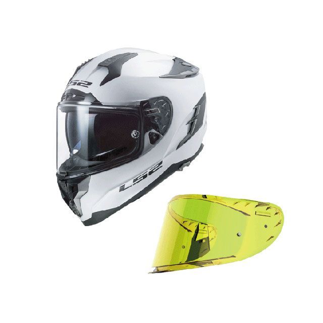 LS2 HELMETS シールドセット CHALLENGER F（ホワイト）＋S-15ピンロックシールド（イエロー） サイズ S 3003010602 エルエスツーヘルメット フルフェイスヘルメット