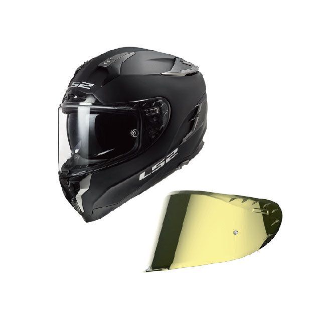 LS2 HELMETS シールドセット CHALLENGER F（マットブラック）＋S-15ピンロックシールド（ミラーゴールド） サイズ S 3003030902 エルエスツーヘルメット フルフェイスヘルメット