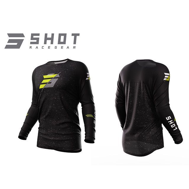 SHOT RACE GEAR ジャージ SPECK(ブラック/ネオンイエロー) サイズ L A08-12B4-D02-10 SHOT RACE GEAR モトクロス用品|パークアップ 店