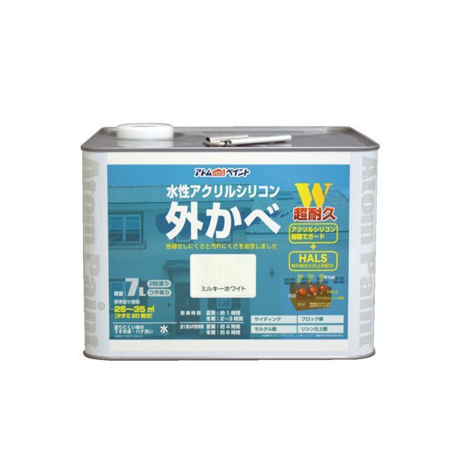 ATOM HOUSE PAINT 水性アクリルシリコン外かべ用7Lミルキーホワイト アトムハウスペイント D.I.Y.｜パークアップ 店 13,688円