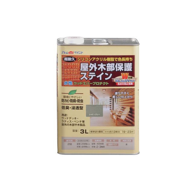 ATOM HOUSE PAINT 水性ウッドエバープロテクト3Lシャドーグレー アトムハウスペイント D.I.Y.