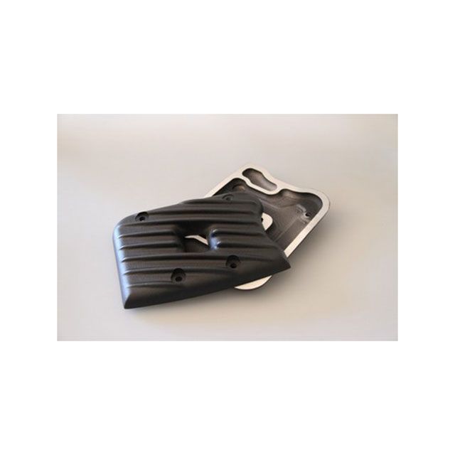 K&W EMD製 1984-1999 ビッグツイン エボ1340用 Ribsters ロッカーボックスカバー（ブラック） RC13-R-B 部品屋K&W ドレスアップ・カバー ビックツイン EVO