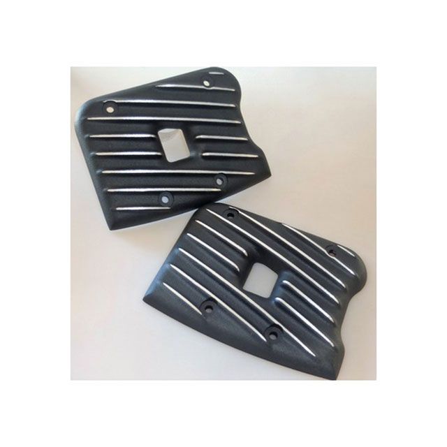 K&W EMD製 1984-1999 ビッグツイン エボ1340用 Ribsters ロッカーボックスカバー（ブラックカット） RC13-R-BC 部品屋K&W ドレスアップ・カバー ビックツイン EVO