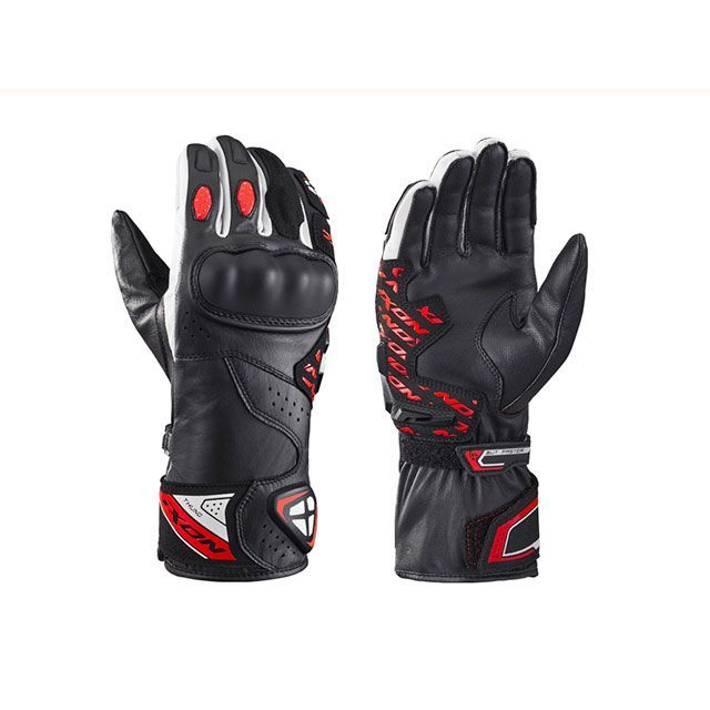 IXON THUND レザー バイクグローブ 黒/赤/白 Gant moto piste homme THUND | IXON