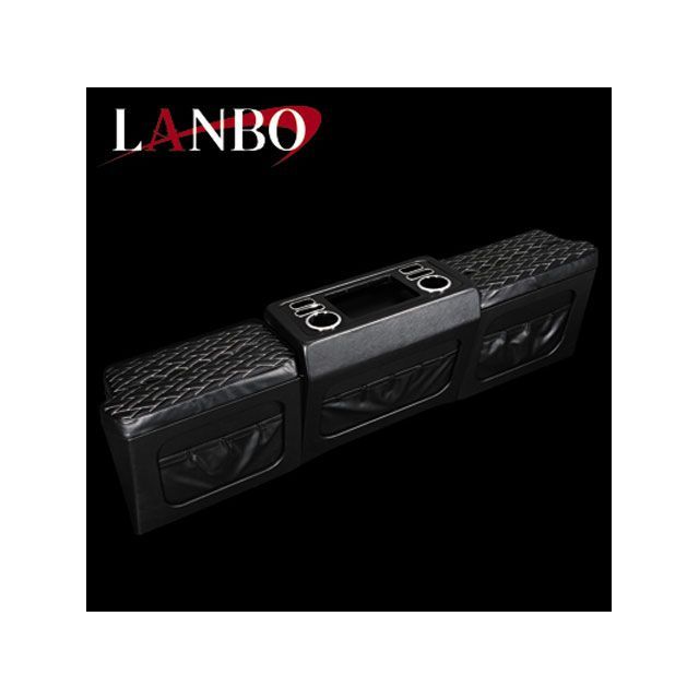 LANBO セカンドキャビネット Type LUXE 200ハイエース ワイド（ブラック×シルバーステッチ） LUXE-SC-H200W-SI LANBO 内装パーツ・用品