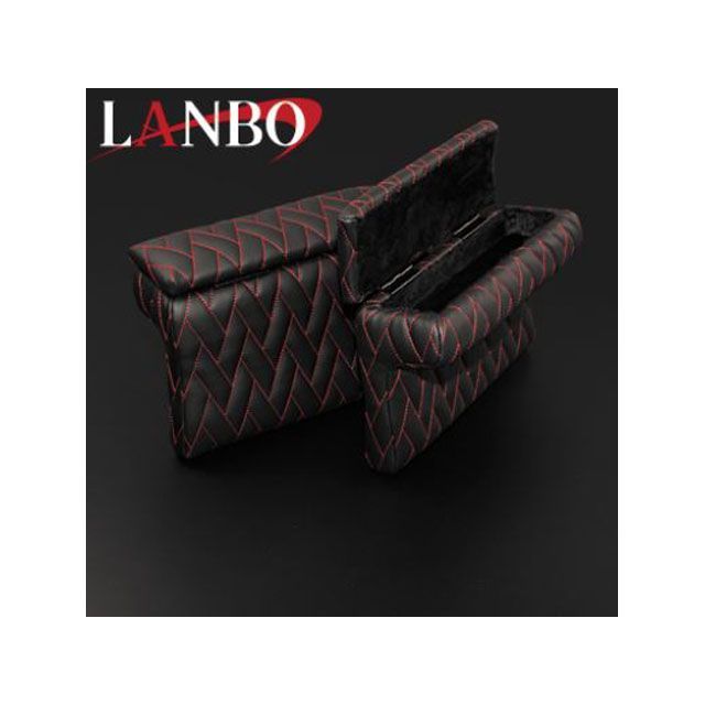 LANBO アームレスト Type LUXE 200ハイエース（ブラック×レッドステッチ） LUXE-AR-RED LANBO 内装パーツ・用品
