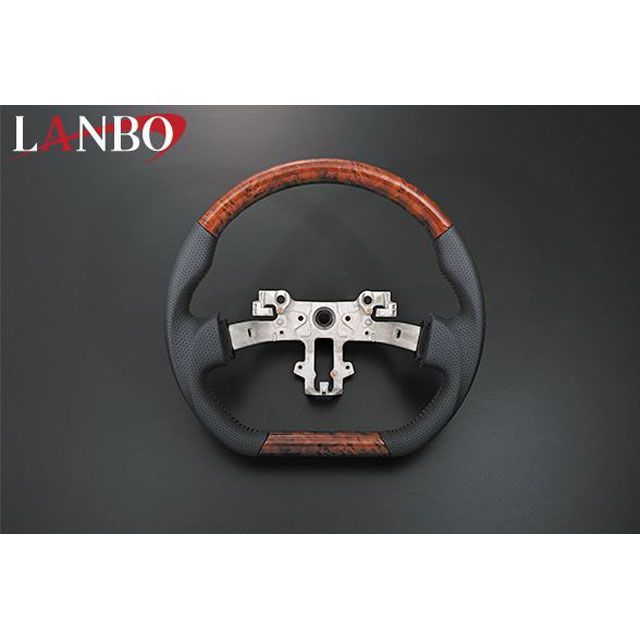 LANBO オリジナルステアリング ガングリップ エブリィバン DA17V（茶木目） SS04B LANBO 内装パーツ・用品
