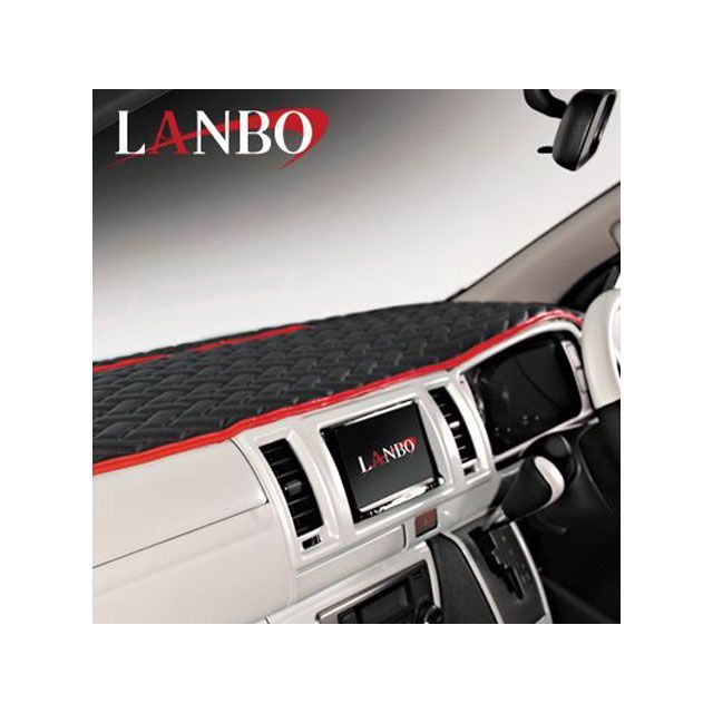 LANBO レザーダッシュマットTypeLUXE ハイエースワイド（ブラック×レッド×レッドステッチ） 仕様 オートライトセンサー無 LANBO-LUXE H200-DM002W LANBO 内装パーツ・用品
