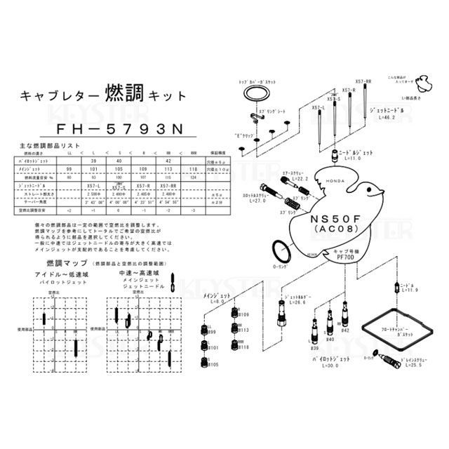 送料分 楽天市場】キースター 燃調キット NS50F（AC08）用キャブレター