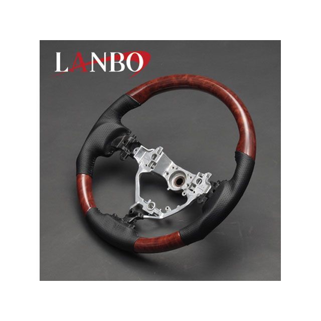 LANBO デザインステアリング ガングリップ 80ノア/VOXY/エスクァイア（茶木目） LS174 LANBO 内装パーツ・用品
