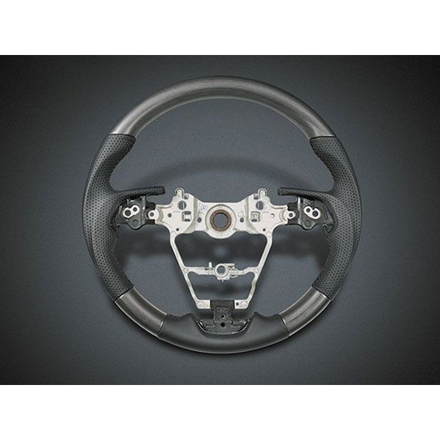 LANBO オリジナルステアリング ガングリップ ハリアー MXUA/AXUH80・85(グレーウッド) ST238 LANBO 内装パーツ・用品