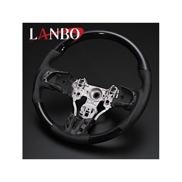 LANBO オリジナルステアリング ガングリップ タント LA600/610（黒木目調） LS151 LANBO 内装パーツ・用品｜パークアップ 店