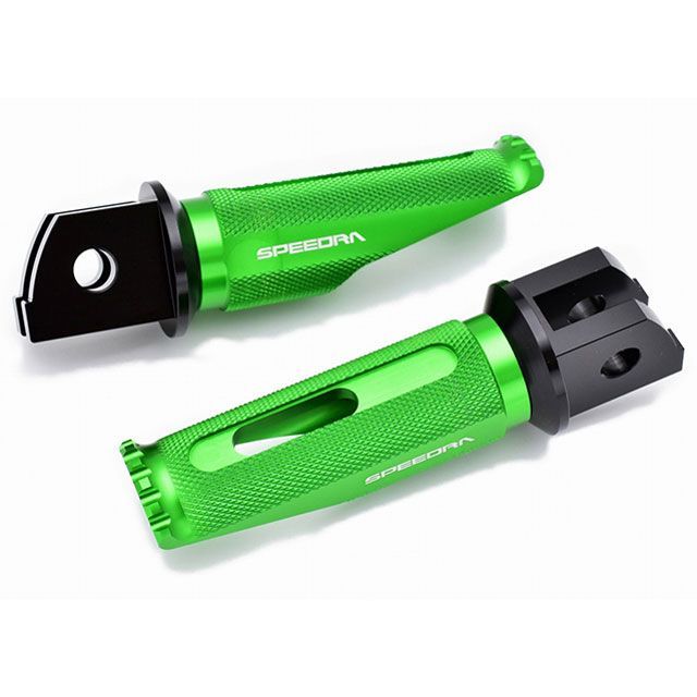 SPEEDRA アルミ削り出しステップ レーシングタイプ ライダー側 取付部 ブラック ステップバー グリーン AFPR223GN SPEEDRA ステップ YZF-R6