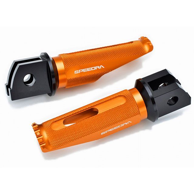 SPEEDRA アルミ削り出しステップ レーシングタイプ ライダー側 取付部 ブラック ステップバー オレンジ AFPR223OE メーカー在庫あり SPEEDRA ステップ YZF-R6