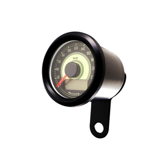 Neofactory 48mm レトロフェイス アジャスタブルスピードメーター（ブラック） ・031293 メーカー在庫あり ネオファクトリー スピードメーター 電磁式スピードメーター採用車、パルス調節可能