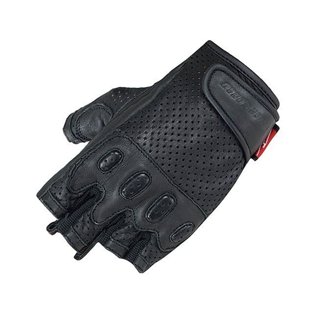 Rough&Road パンチングレザーハーフフィンガーグローブDS（ブラック） サイズ L RR8361BK3 メーカー在庫あり ラフ＆ロード ライディンググローブ 4,548円